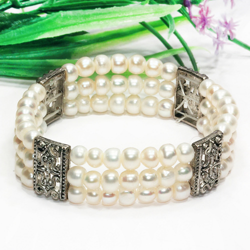Perlenarmband, Armband, Armkette, Süßwasserperlen, 4147 - zum Schließen ins Bild klicken